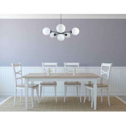 Hanglamp aan een koord KALIOPE 6xE14/50W/230V zwart/wit
