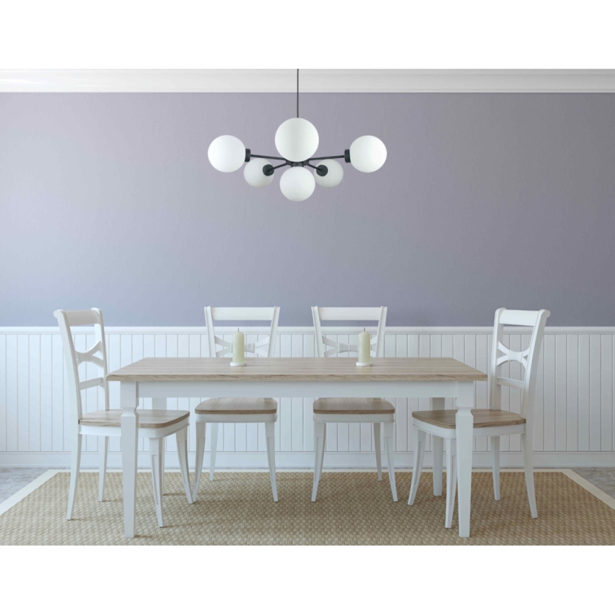 Hanglamp aan een koord KALIOPE 6xE14/50W/230V zwart/wit