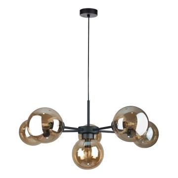 Hanglamp aan een koord KALIOPE II 6xE14/50W/230V zwart/gerookt beige