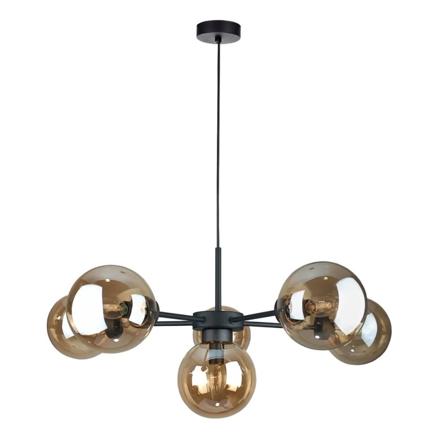 Hanglamp aan een koord KALIOPE II 6xE14/50W/230V zwart/gerookt beige