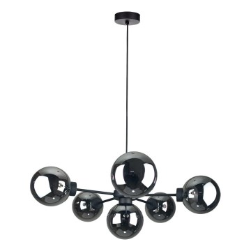 Hanglamp aan een koord KALIOPE II 6xE14/50W/230V zwart/gerookt zwart