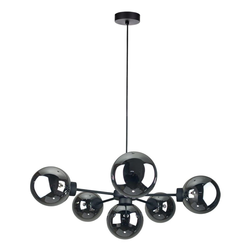 Hanglamp aan een koord KALIOPE II 6xE14/50W/230V zwart/gerookt zwart