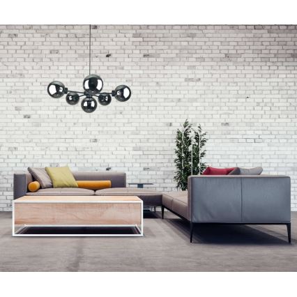 Hanglamp aan een koord KALIOPE II 6xE14/50W/230V zwart/gerookt zwart