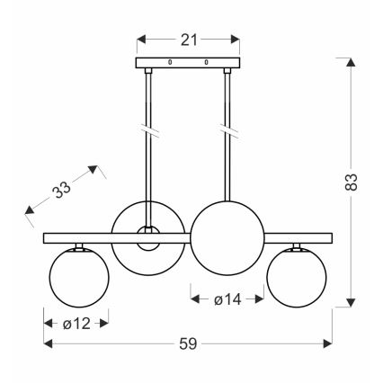 Hanglamp aan een koord KAMA 4xG9/28W/230V zwart/gerookt zwart