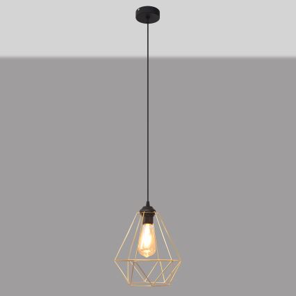 Hanglamp aan een koord KARO 1xE27/15W/230V goud/zwart