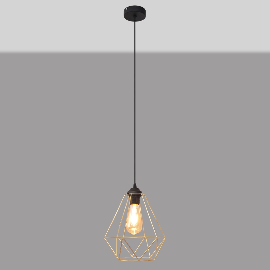 Hanglamp aan een koord KARO 1xE27/15W/230V goud/zwart