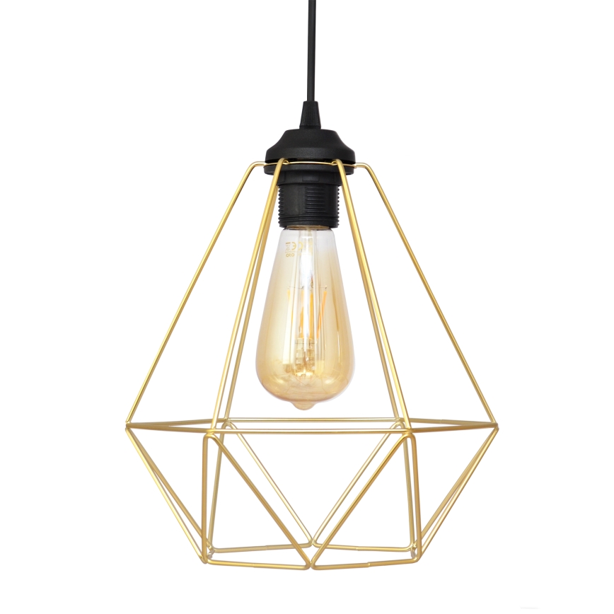 Hanglamp aan een koord KARO 1xE27/15W/230V goud/zwart
