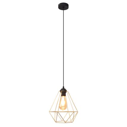Hanglamp aan een koord KARO 1xE27/15W/230V goud/zwart