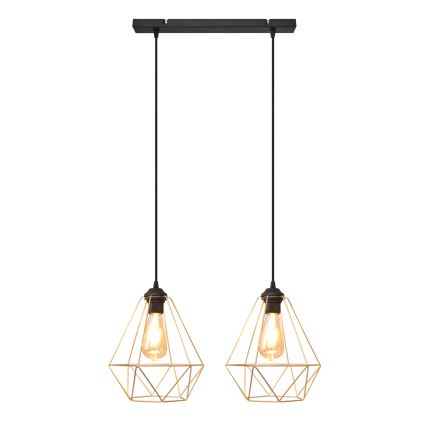 Hanglamp aan een koord KARO 2xE27/15W/230V goud/zwart