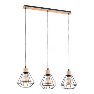 Hanglamp aan een koord KASTEL BASKET 3xE27/60W/230V beige/zwart