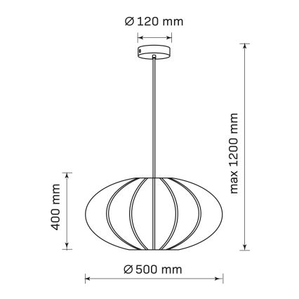 Hanglamp aan een koord KINU 1xE27/20W/230V diameter 50 cm zwart