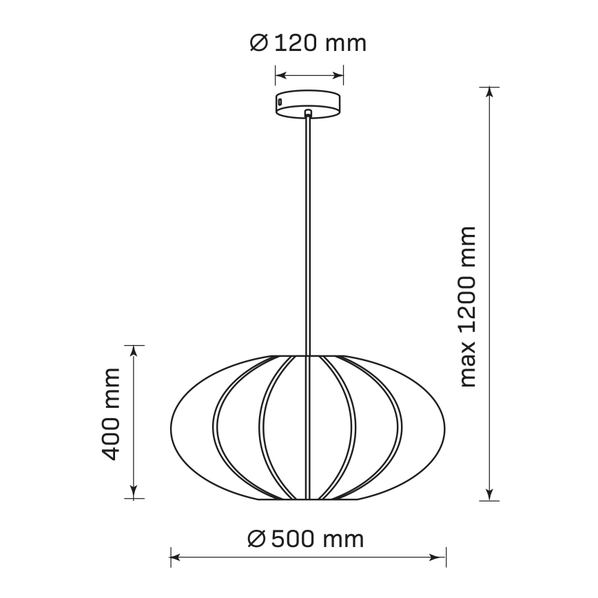 Hanglamp aan een koord KINU 1xE27/20W/230V diameter 50 cm zwart