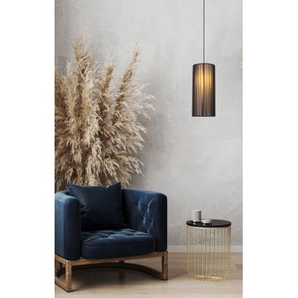 Hanglamp aan een koord KIOTO 1xE27/40W/230V diameter 18 cm zwart/beuken