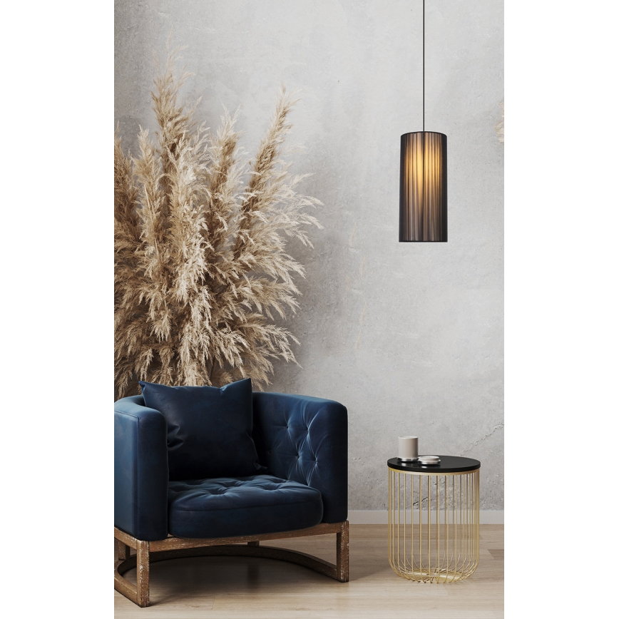 Hanglamp aan een koord KIOTO 1xE27/40W/230V diameter 18 cm zwart/beuken