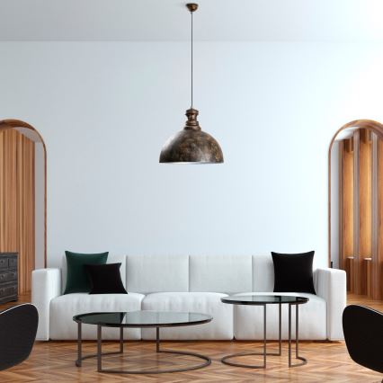 Hanglamp aan een koord KURE 1xE27/40W/230V diameter 40 cm grijs