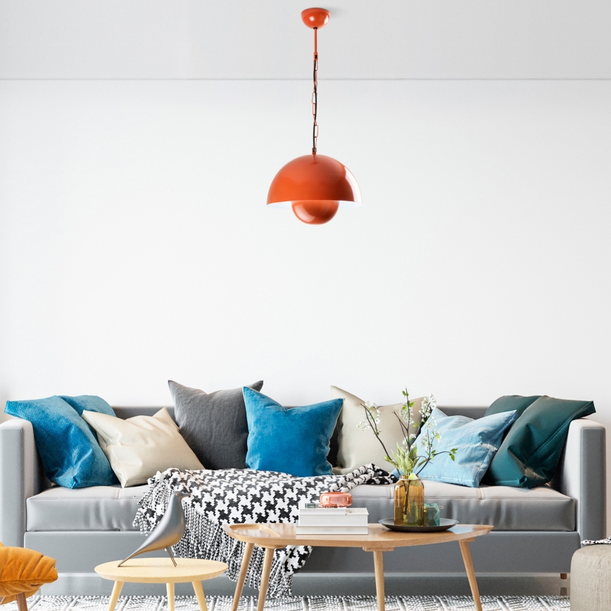 Hanglamp aan een koord KURE 1xE27/40W/230V oranje