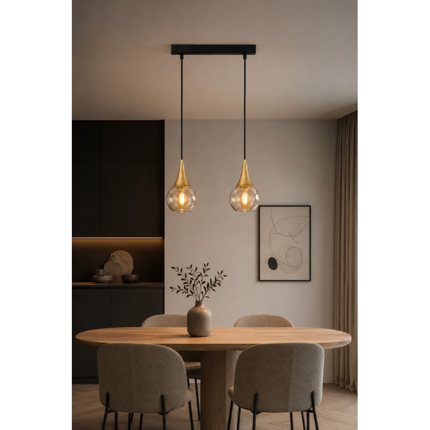 Hanglamp aan een koord LACRIMA HONEY 2xE27/60W/230V