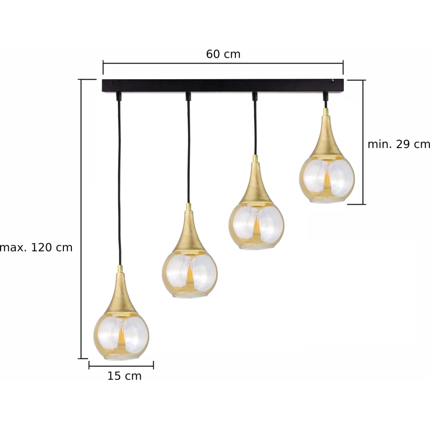 Hanglamp aan een koord LACRIMA HONEY 4xE27/60W/230V