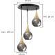 Hanglamp aan een koord LACRIMA SMOKY 3xE27/60W/230V diameter 30 cm