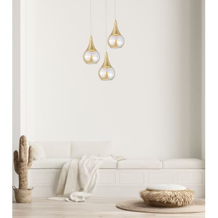 Hanglamp aan een koord LACRIMA WHITE 3xE27/60W/230V diameter 30 cm