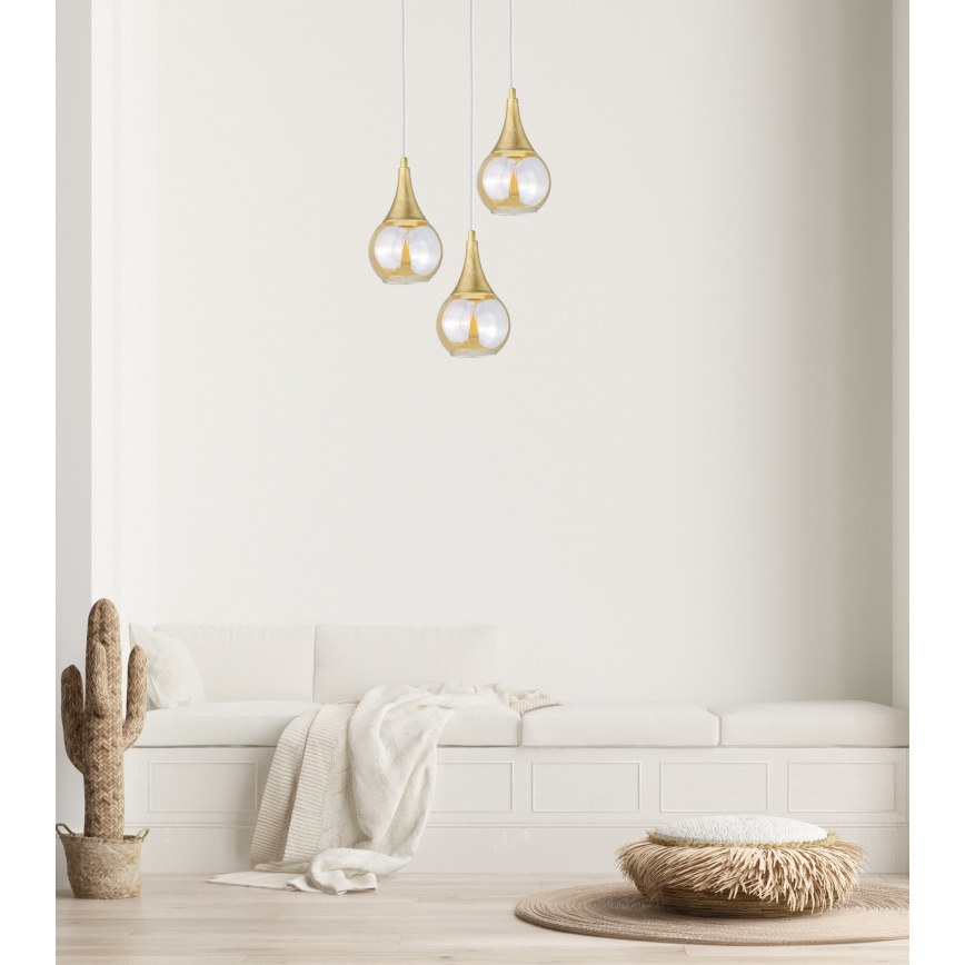 Hanglamp aan een koord LACRIMA WHITE 3xE27/60W/230V diameter 30 cm