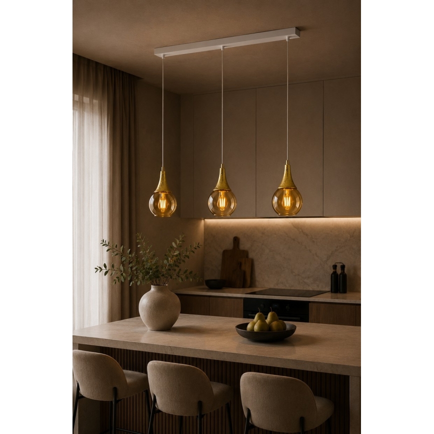 Hanglamp aan een koord LACRIMA WHITE 3xE27/60W/230V