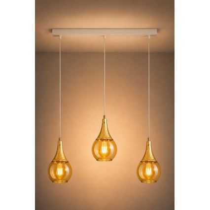Hanglamp aan een koord LACRIMA WHITE 3xE27/60W/230V