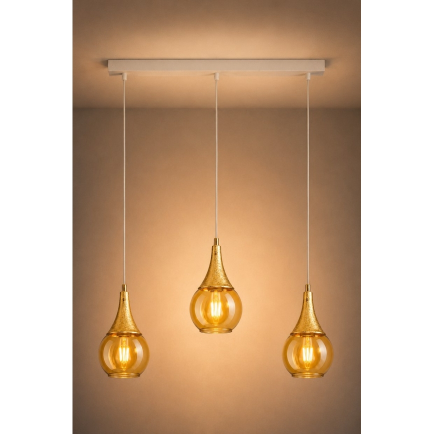 Hanglamp aan een koord LACRIMA WHITE 3xE27/60W/230V