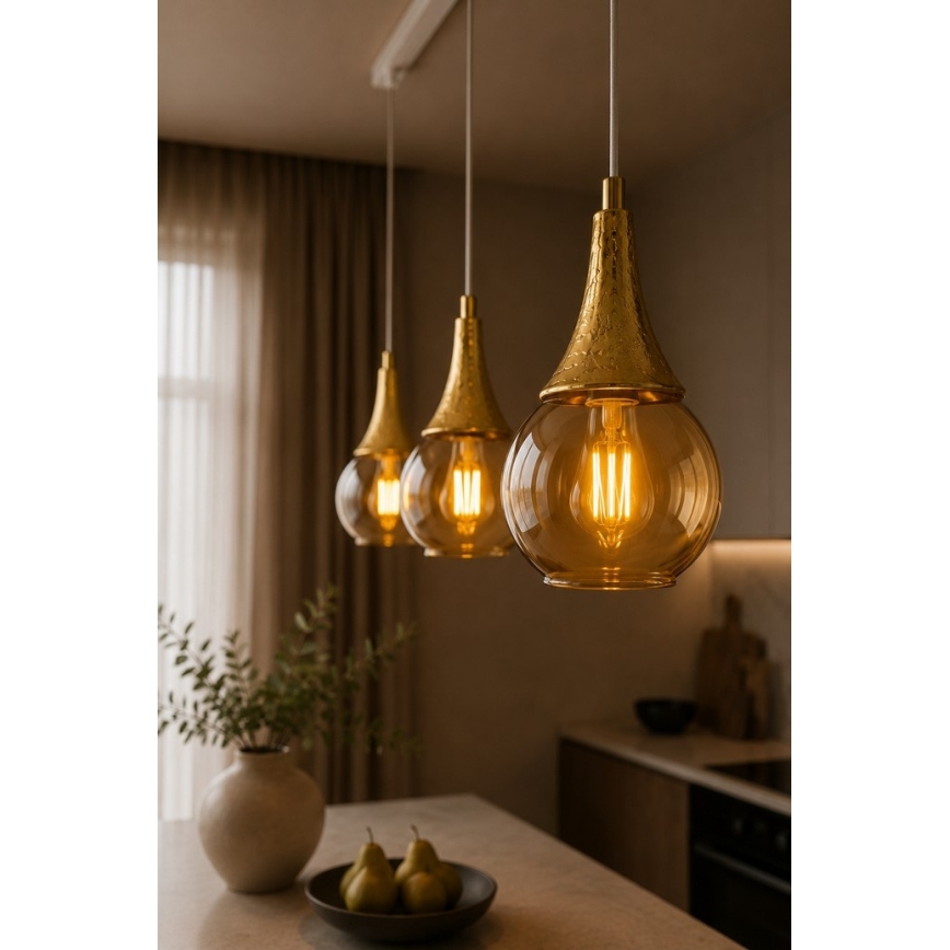 Hanglamp aan een koord LACRIMA WHITE 3xE27/60W/230V