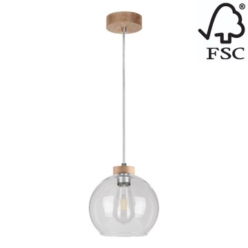 Hanglamp aan een koord LAGUNA 1xE27/60W/230V eiken - FSC-gecertificeerd