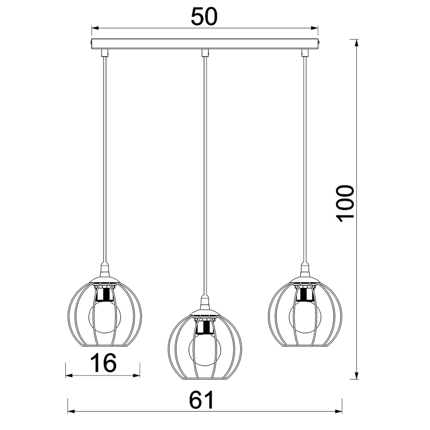 Hanglamp aan een koord LAPS 3xE27/15W/230W zwart
