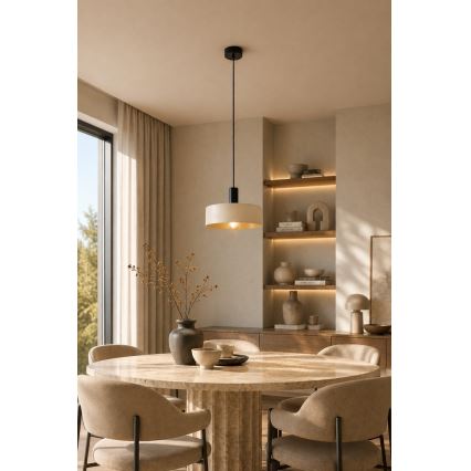 Hanglamp aan een koord LATTE 1xE27/60W/230V beige/zwart