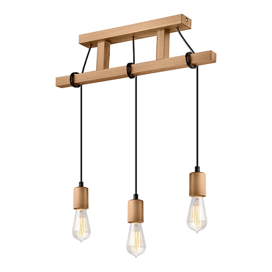 Hanglamp aan een koord LEON 3xE27/60W/230V beuken