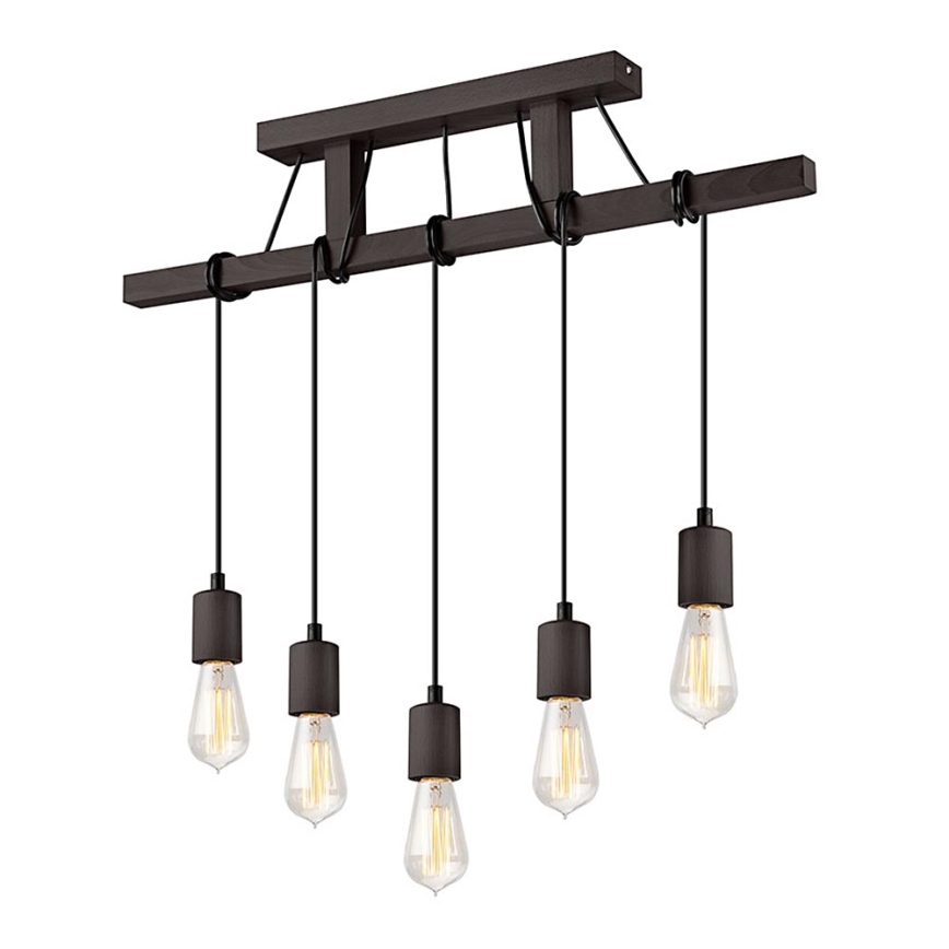 Hanglamp aan een koord LEON 5xE27/60W/230V beuken