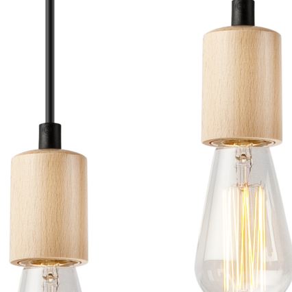 Hanglamp aan een koord LEON 5xE27/60W/230V beuken - FSC gecertificeerd