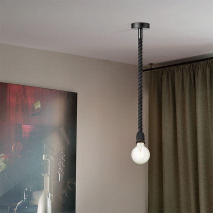 Hanglamp aan een koord LEONARDO ROPE 1xE27/10W/230V zwart