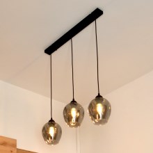 Hanglamp aan een koord LILI 3xE27/15W/230V zwart/grijs