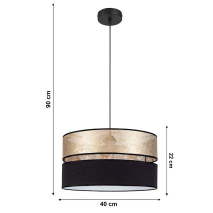 Hanglamp aan een koord LIMA 1xE27/60W/230V goud/zwart