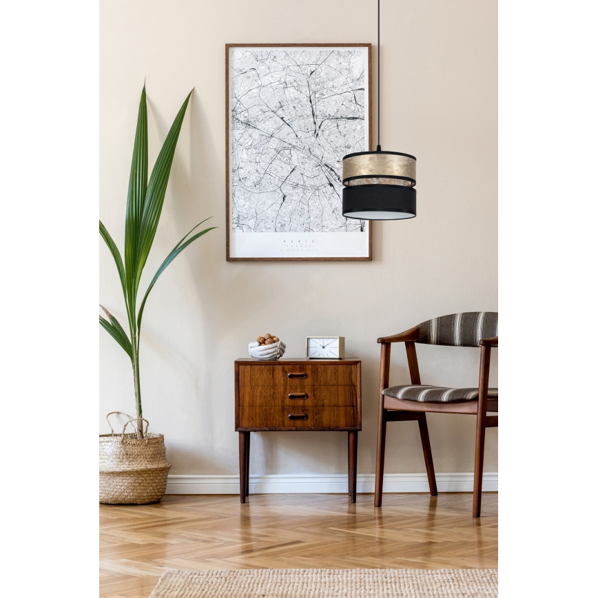 Hanglamp aan een koord LIMA 1xE27/60W/230V gouden/zwart