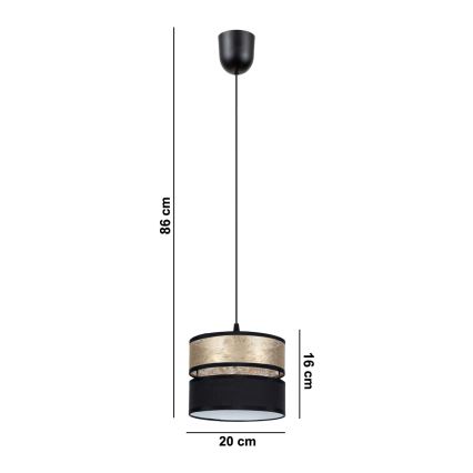 Hanglamp aan een koord LIMA 1xE27/60W/230V gouden/zwart