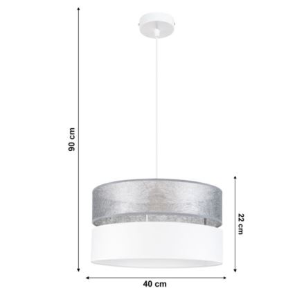 Hanglamp aan een koord LIMA 1xE27/60W/230V zilver/wit