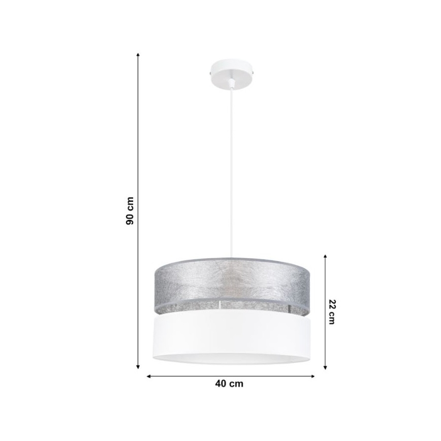 Hanglamp aan een koord LIMA 1xE27/60W/230V zilver/wit