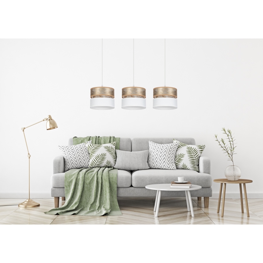Hanglamp aan een koord LIMA 3xE27/60W/230V gouden/wit