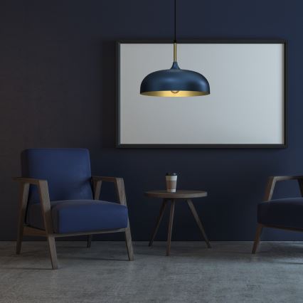 Hanglamp aan een koord LINCOLN 1xE27/60W/230V d. 35 cm blauw