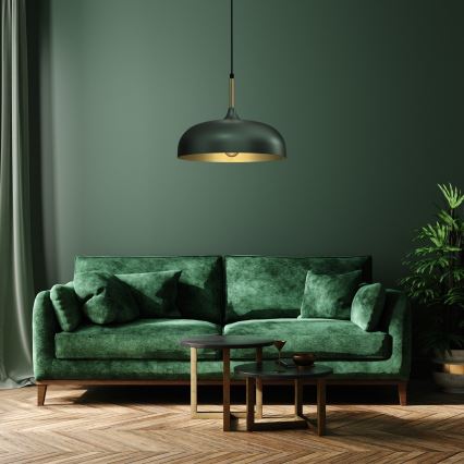 Hanglamp aan een koord LINCOLN 1xE27/60W/230V d. 35 cm groen