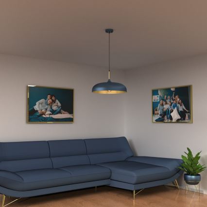 Hanglamp aan een koord LINCOLN 1xE27/60W/230V d. 45 cm blauw