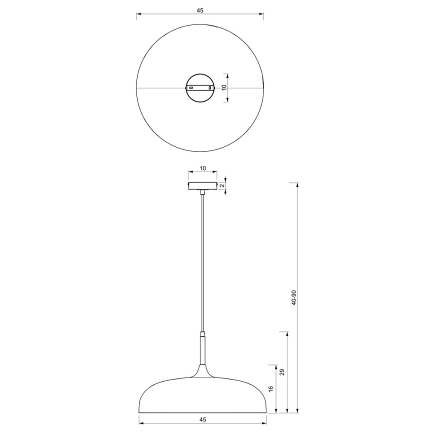 Hanglamp aan een koord LINCOLN 1xE27/60W/230V d. 45 cm zwart