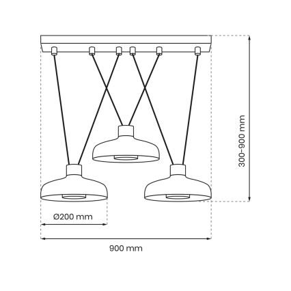 Hanglamp aan een koord LINEA 3xGX53/12W/230V zwart