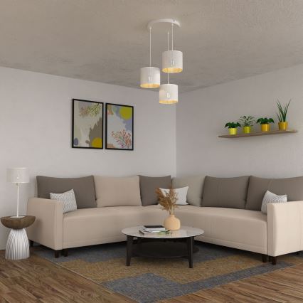 Hanglamp aan een koord LOFT SHADE 3xE27/60W/230V wit/gouden