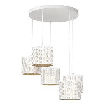 Hanglamp aan een koord LOFT SHADE 5xE27/60W/230V wit/gouden